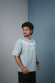 Mens Graphic Oversized T‑Shirt | Streetwear PREDICT THE FUTURE Print Tee - Sky Blue